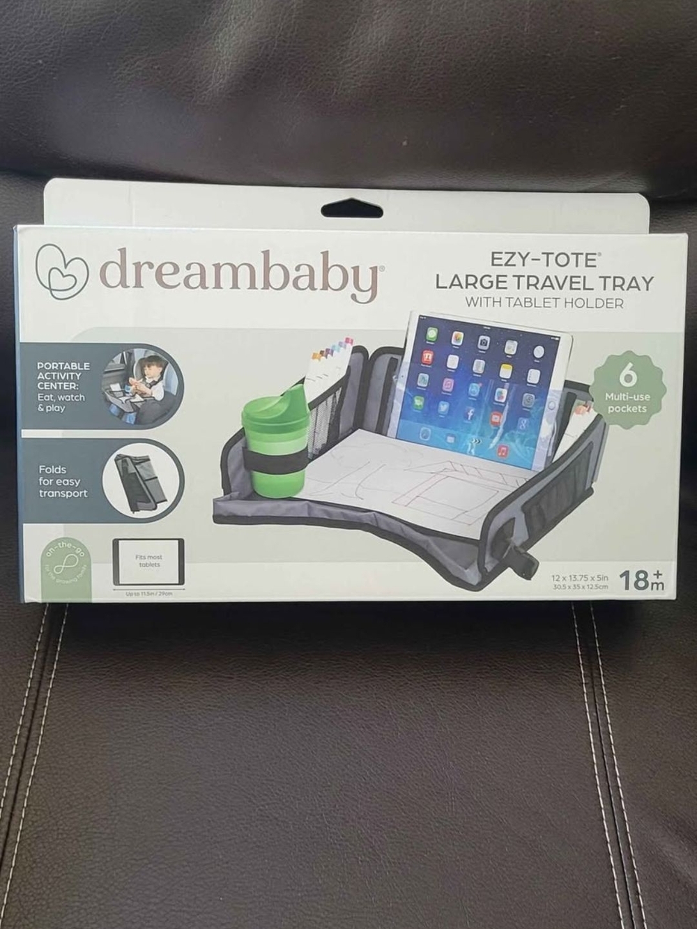 dreambaby EZY-TOTE Large Travel Tray in Gray with Tablet Holder
